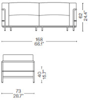 Cassina 3 Fauteuil Grand Confort grand modele divano 2 posti dimensioni