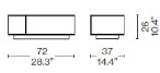 Cassina Mex tavolino basso in vetro rettangolare 26972R dimensioni